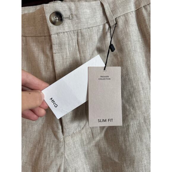 NWT Mango MNG Men’s 100% Linen Pants Slim Fit Pockets Off White Size 38 - Picture 7 of 10